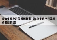 微信小程序开发模板视频（微信小程序开发模板视频教程）