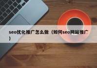 seo优化推广怎么做（如何seo网站推广）